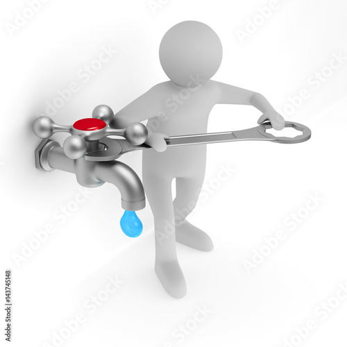 Repair water tap. Isolated ...
