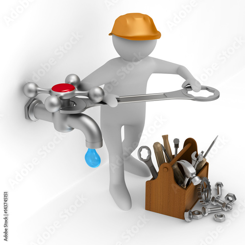 Repair water tap. Isolated ...