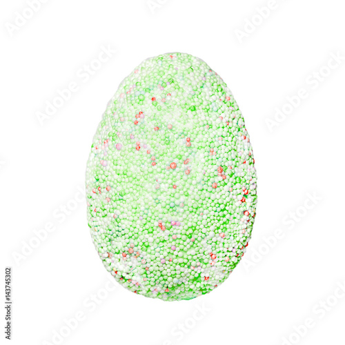 Green decorative bubble easter egg isolated.
