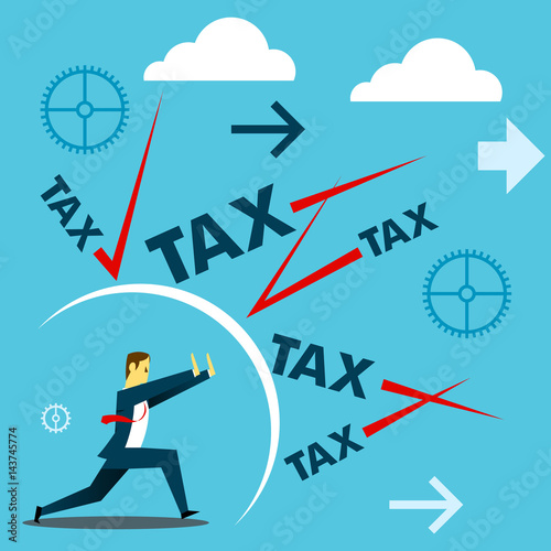 Standing survive. Businessmen survive withstand attacks excessive taxes. Concept business vector illustration.