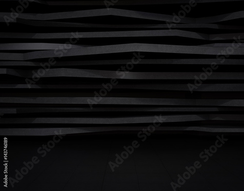 Abstract black background with layer structure. 3D rendering image.