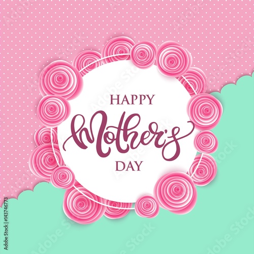 Happy Mother's Day vector poster with flowers.