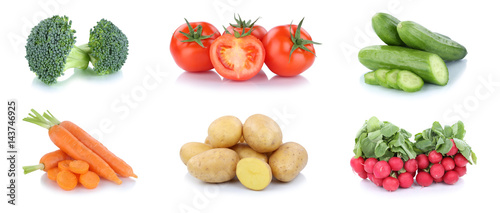 Gemüse Kartoffeln Karotten Tomaten Gurken Essen Freisteller freigestellt isoliert