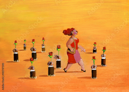 Schilderij op canvas grow flowers where she walks