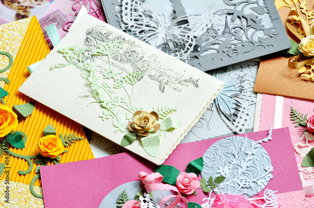 Pile of decorative paper cards, valentine, wedding Pile of decorative paper cards, valentine, wedding
