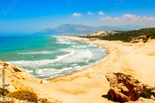 Patara beach on the Mediterranean coast of Turkey. View from above.