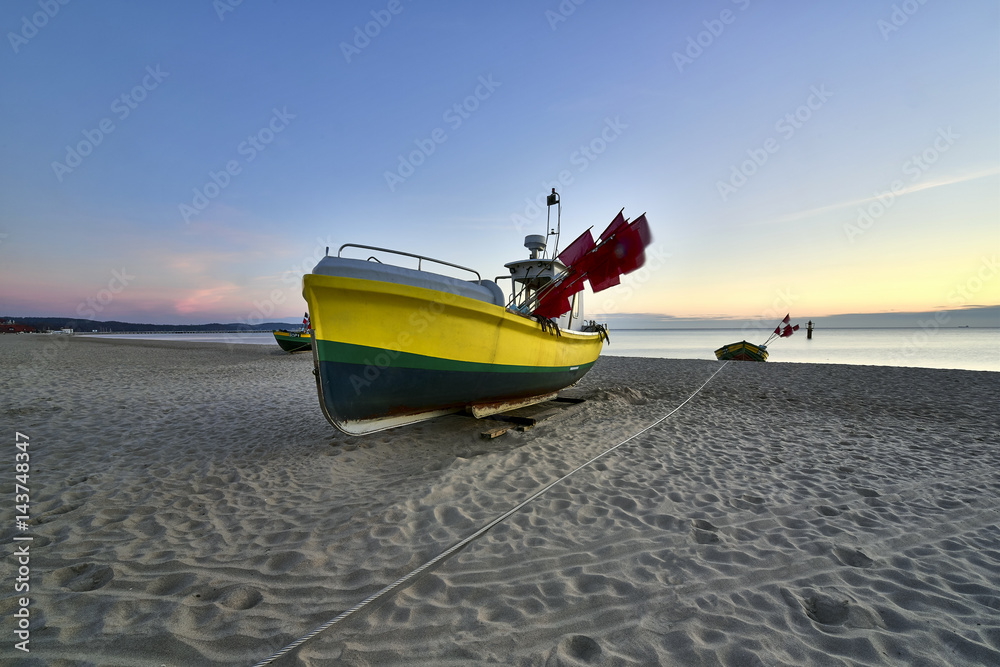 Sopot, Poland - March 22, 2017 Sopot beach on the Baltic Sea. Sopot, Poland - March 22, 2017 Sopot beach on the Baltic Sea.