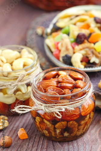 Dried fruit and nuts in honey