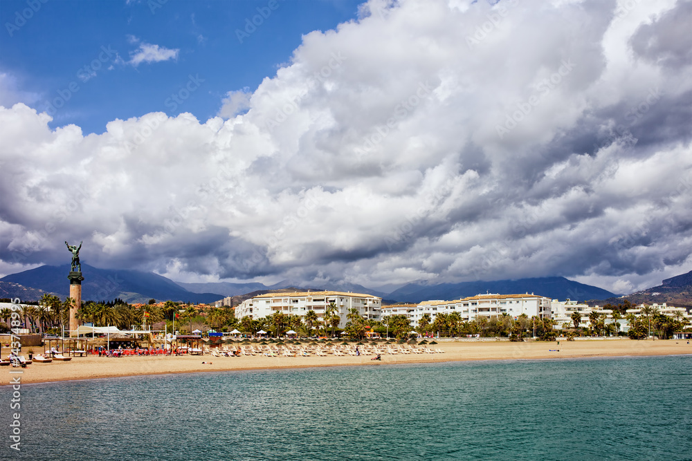 Beach on Costa del Sol in Puerto Banus, Marbella, Spain