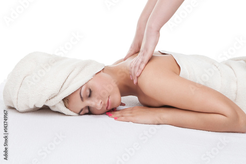 Beautiful girl getting back massage