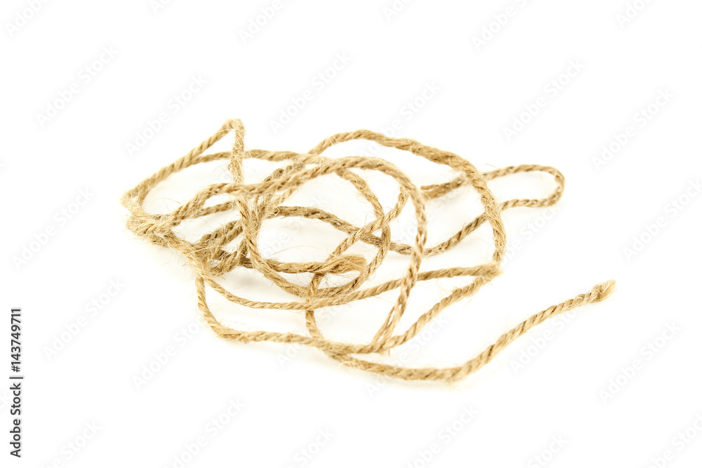 Natural fiber manila rope, isolated on white background Natural fiber manila rope, isolated on white background