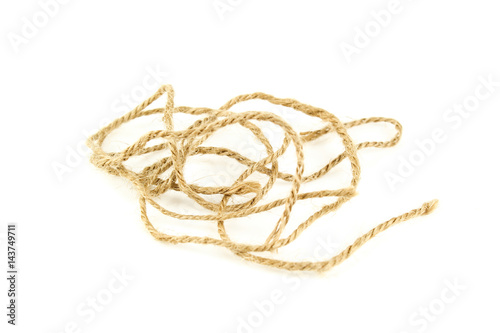 Natural fiber manila rope, isolated on white background