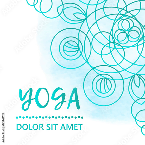 Vintage template design vector illustration of international yoga day. Oriental pattern, vector illustration. Islam, Arabic Indian turkish motifs