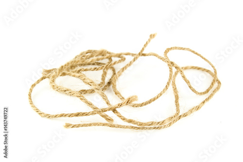 Natural fiber manila rope, isolated on white background