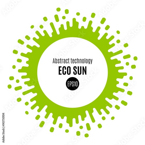Modern flat eco sun. Liquid circle with drops and squirts. Vector illustration