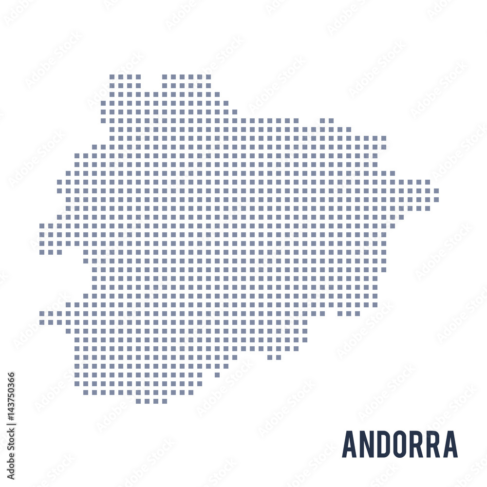 Vector pixel map of Andorra isolated on white background