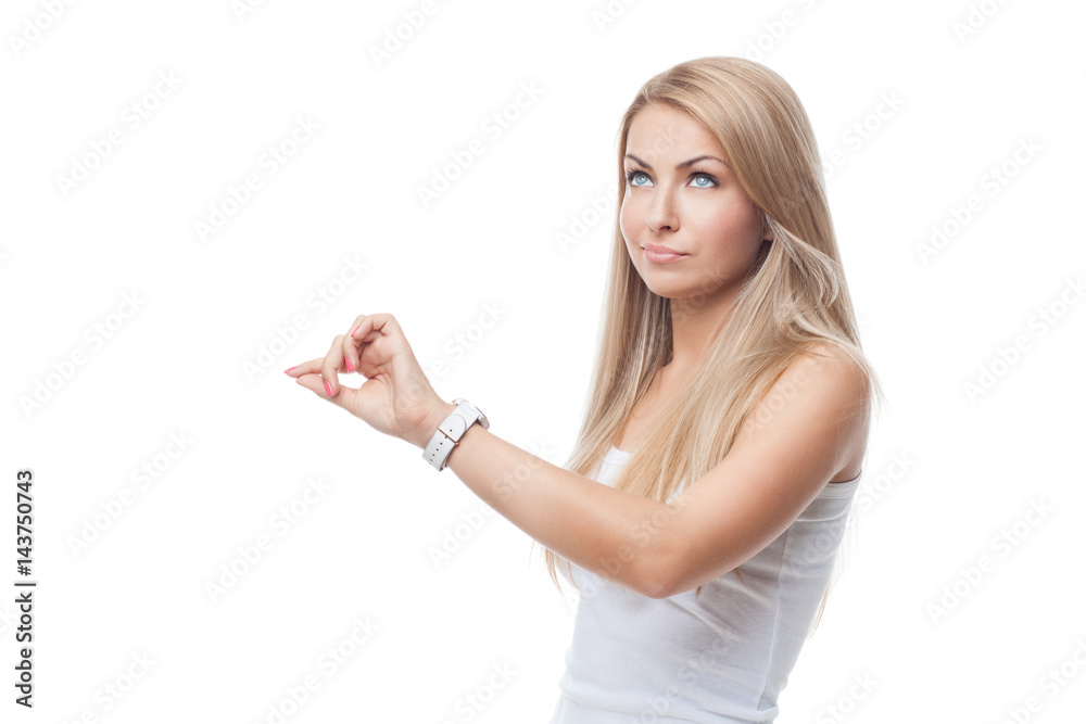 Beautiful girl with wrist watches Beautiful girl with wrist watches