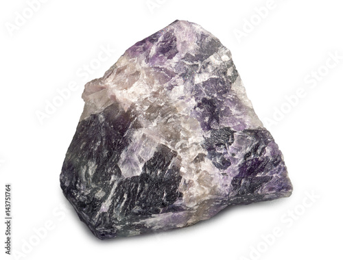 Mineral fluorite (fluorspar) isolated on white background. The stone has ornamental and lapidary uses. Used in the production of certain glasses and enamels .