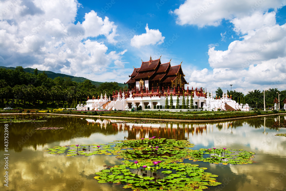 Chiang Mai, Thailand. Royal Palace garden and temple