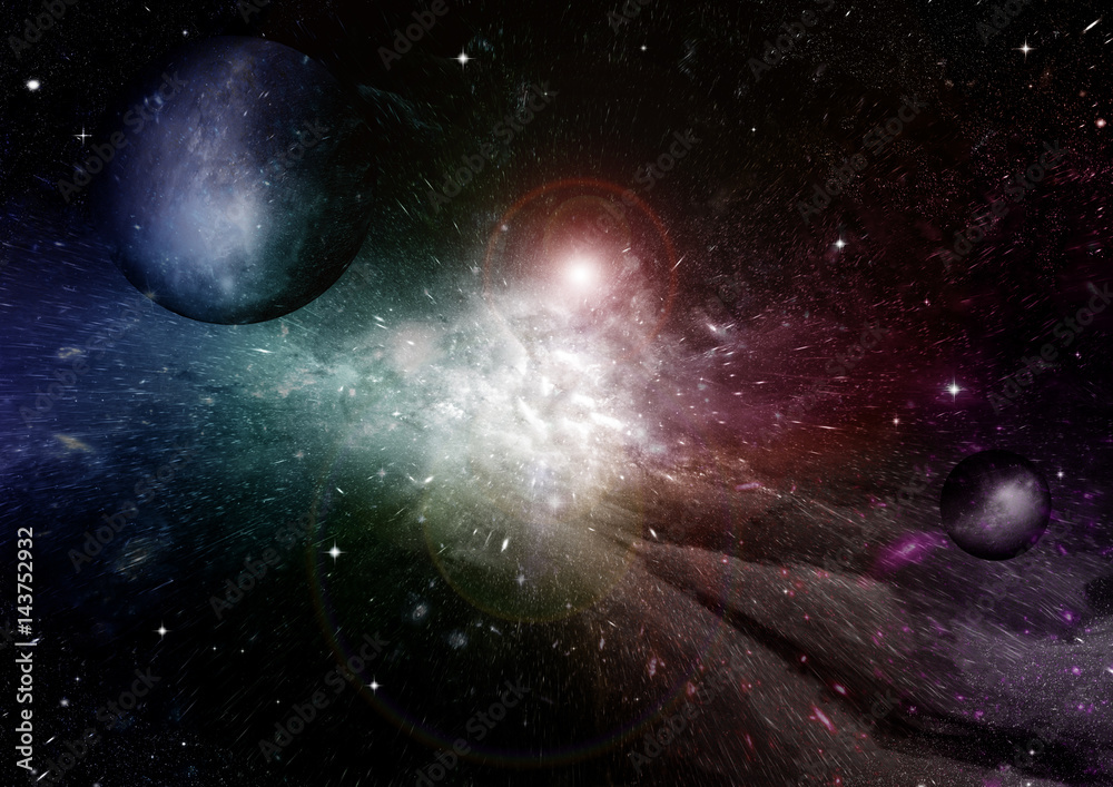 Fototapeta premium Stars, dust and gas nebula in a far galaxy