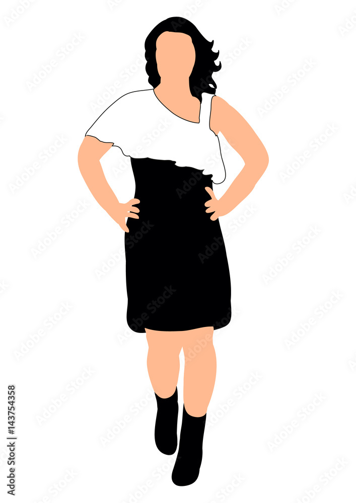 Fototapeta premium black and white young girl silhouette