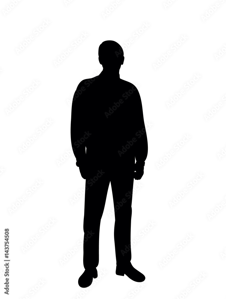 Black silhouette man stands vector
