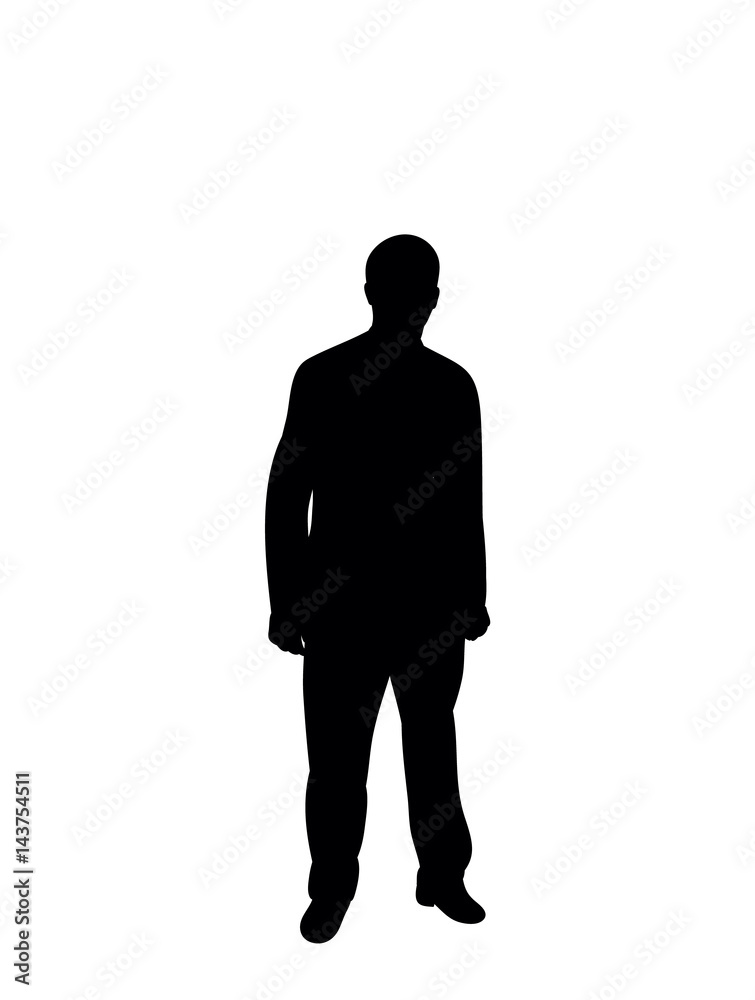 Black silhouette man stands