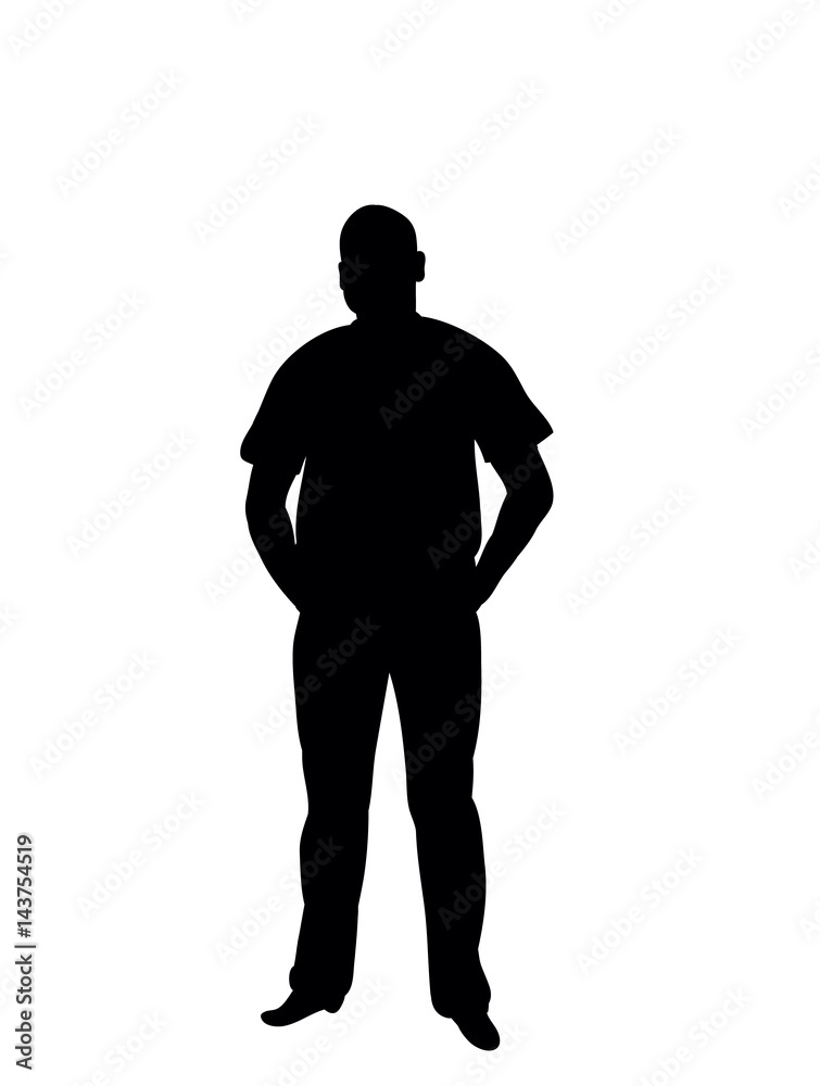 Black silhouette man stands vector illustration