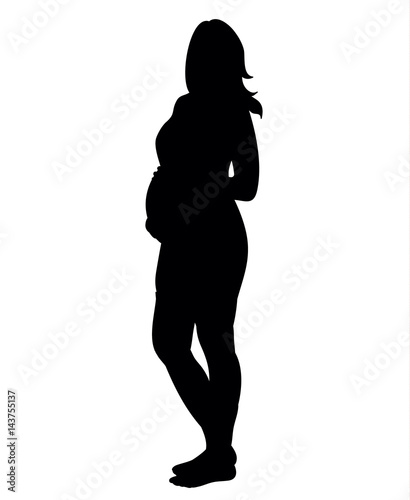 Black silhouette girl pregnant vector illustration