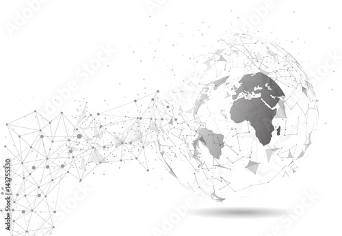 World map point  line  composition  representing the global  Global network connection international meaning.