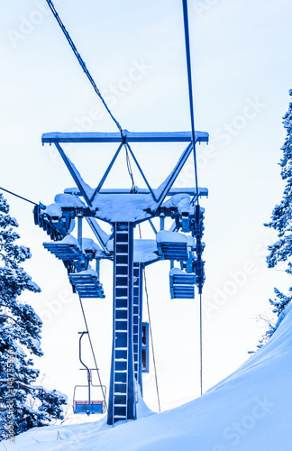 Ropeway to mountain Tserkovka in  the resort of Belokurikha, Altai, Russia photo