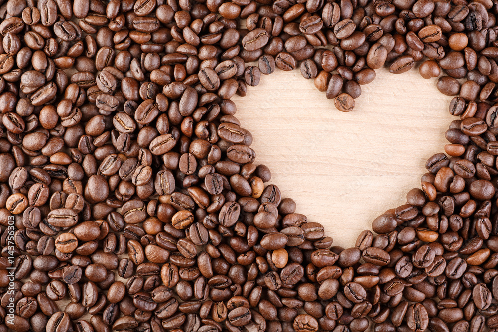 Heart coffee frame made of coffee beans Heart coffee frame made of coffee beans