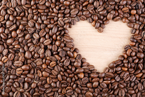 Heart coffee frame made of coffee beans