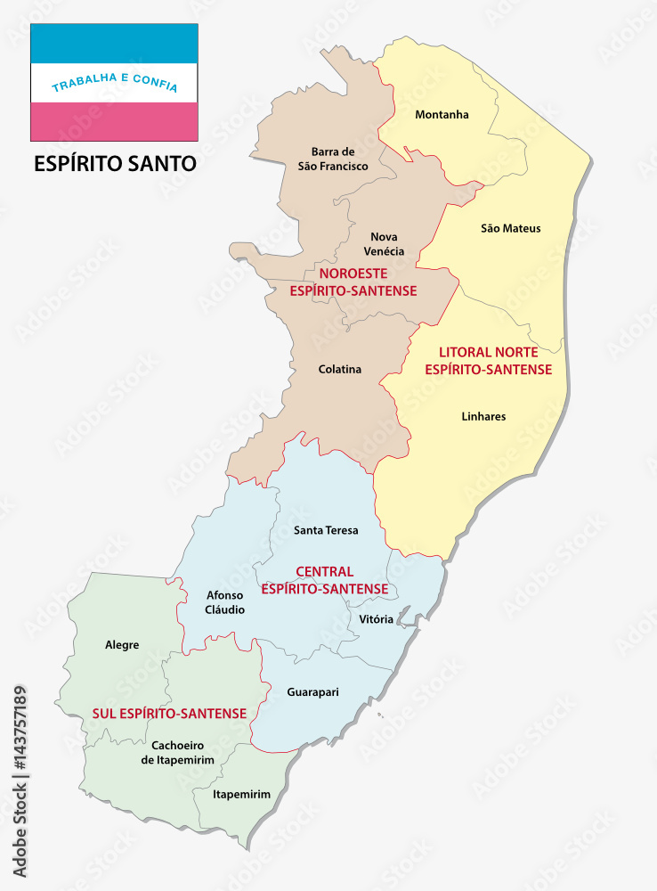 Obraz premium espirito santo administrative and political map with flag