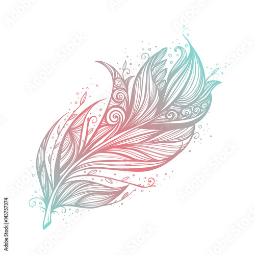 Native American Indian talisman. Vector tribal feathers.