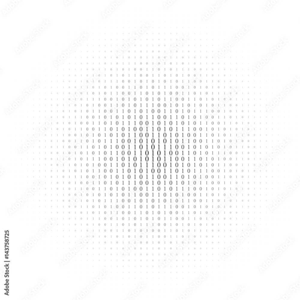 Binary code black and white background