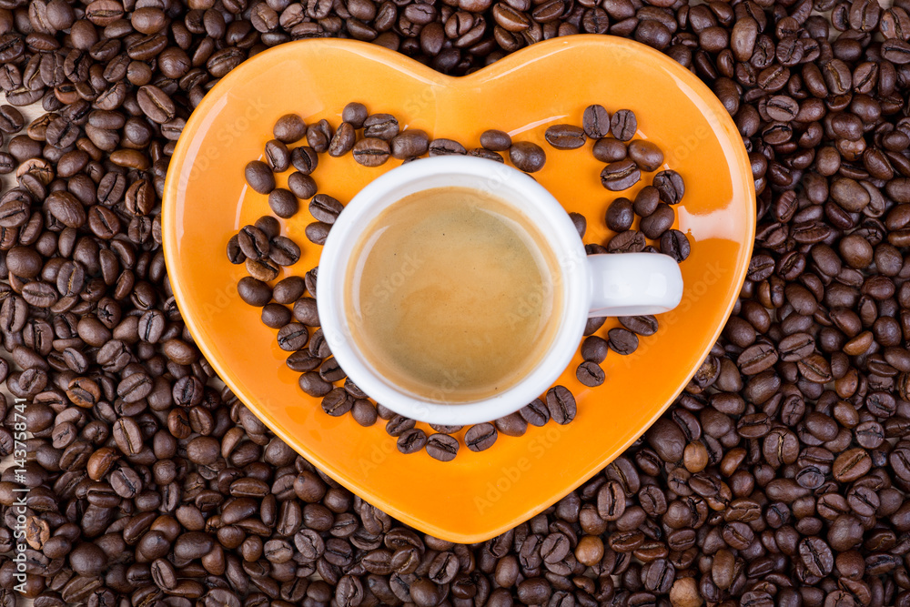 Heart coffee frame made of coffee beans Heart coffee frame made of coffee beans