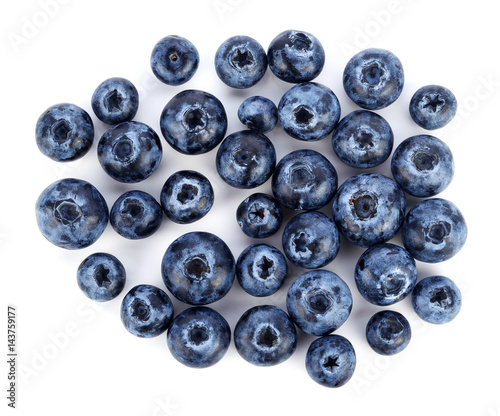 fresh blueberry fruits on white background