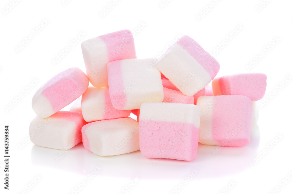 Marshmallows isolated on white background.