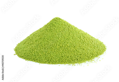 powder green tea isolated on white background