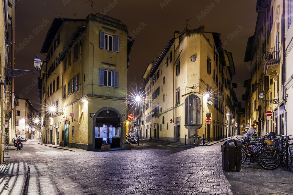 Night labyrinths of Florence.Italy