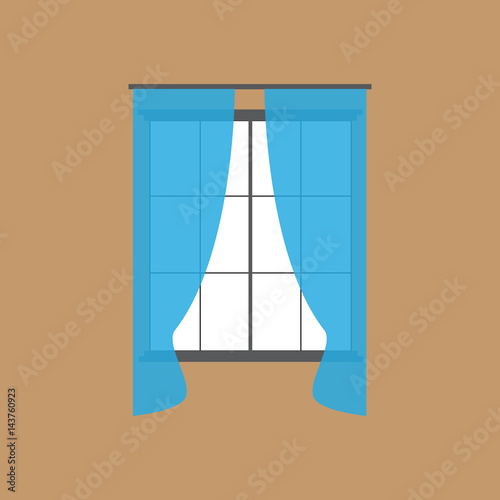 Cute window curtain interior vector illustration icons