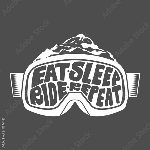 Handdrawn vintage snowboarding quotes