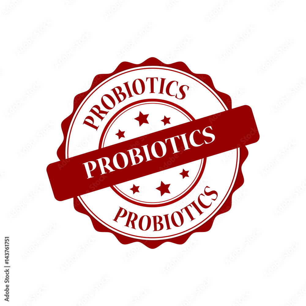 Obraz premium Probiotics red stamp illustration