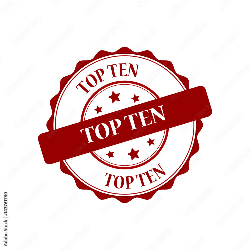 Obraz premium Top ten red stamp illustration