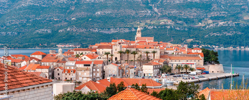 Panoramic view at old town of Korcula on the island of Korcula, Croatia