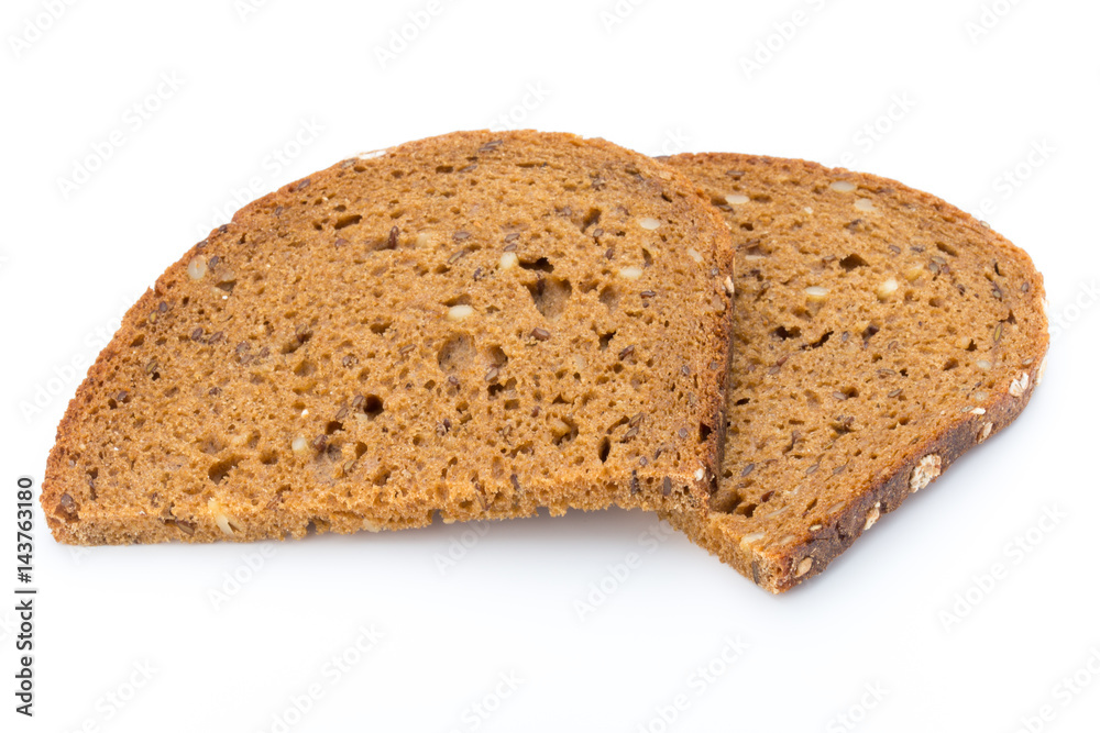 Slices of rye bread isolated on white background. Slices of rye bread isolated on white background.