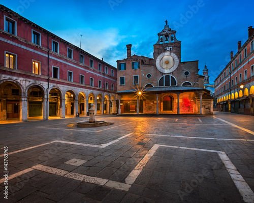 San Giacomo di Rialto Square and Church in the Morning, Venice, Italy