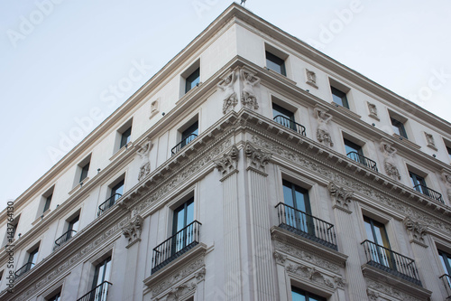 Elements of architecture. Decor of buildings in the center of Madrid, Spain. Background
