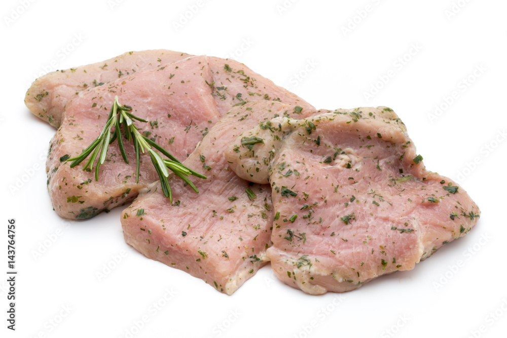 Steak with spices isolated on white background. Steak with spices isolated on white background.